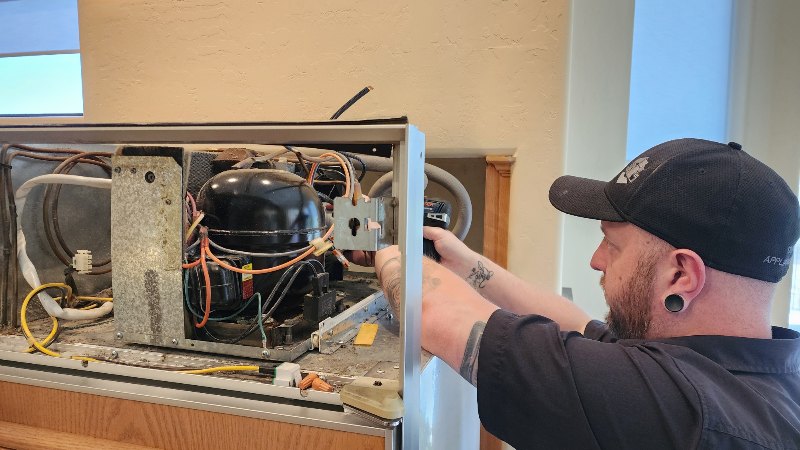 A man working on a marchine with a screwdriver by Dynamic Appliance Repair