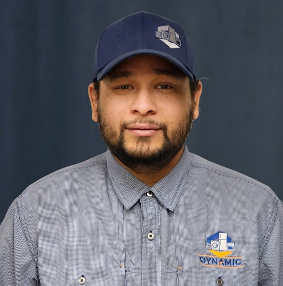 justin A technician named Justin from Dynamic Appliance Repair, wearing a blue shirt and a hat<br />