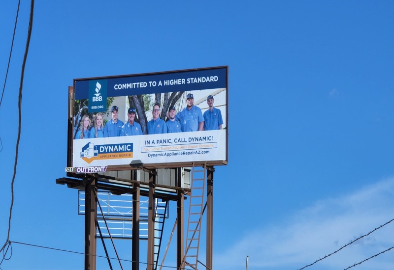 Dynamic Appliance Repair billboard promoting trusted appliance repair services in Glendale, AZ