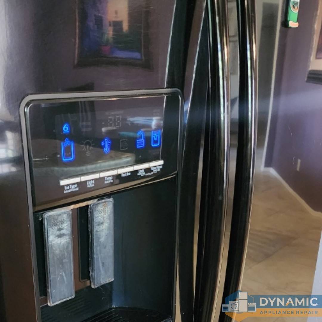 Refrigerator water and ice dispenser control panel close-up in Gilbert & Fountain Hills, AZ<br />

