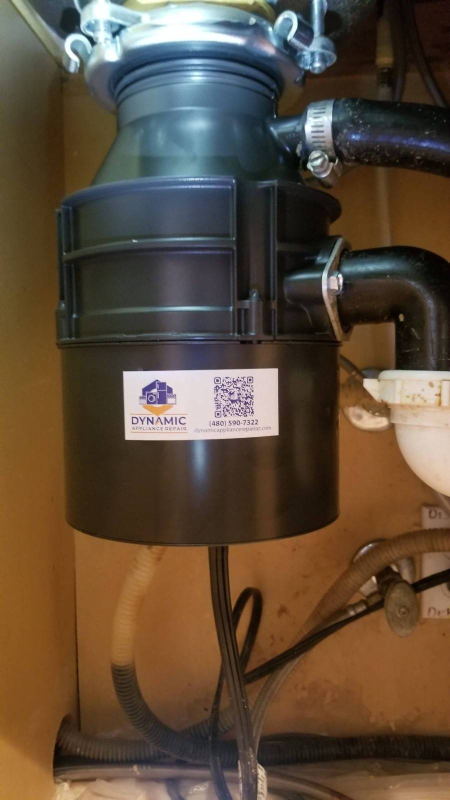Installed garbage disposal under kitchen sink cabinet in Gilbert & Fountain Hills, AZ<br />

